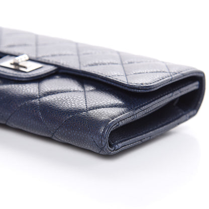 Chanel Metallic Caviar Quilted Reissue Long Flap Wallet Navy Blue 10 of 16
