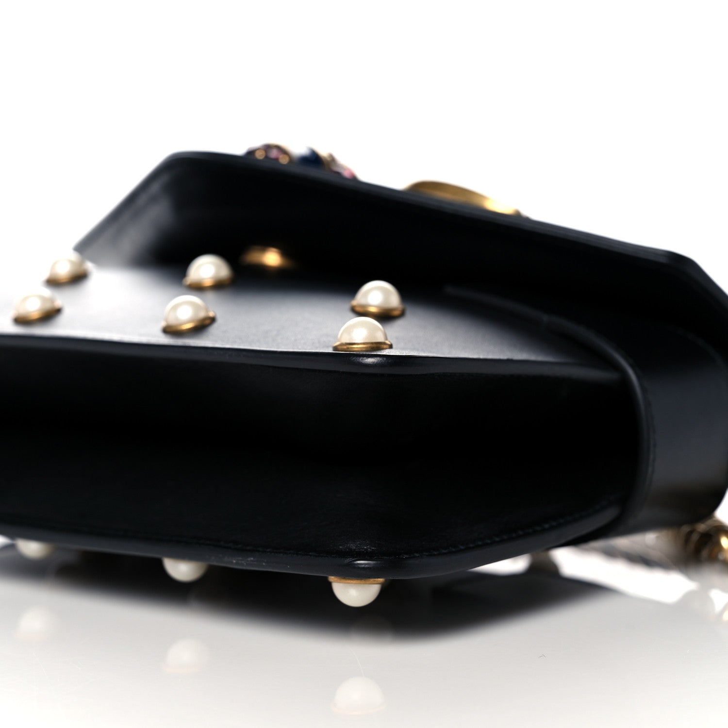Gucci Nappa Pearl Studded Mini Queen Margaret Broadway Shoulder Bag Black 11 of 14