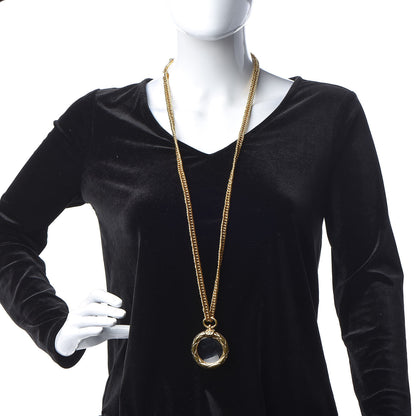Chanel CC Quilted Loupe Chain Necklace Gold 2 of 5