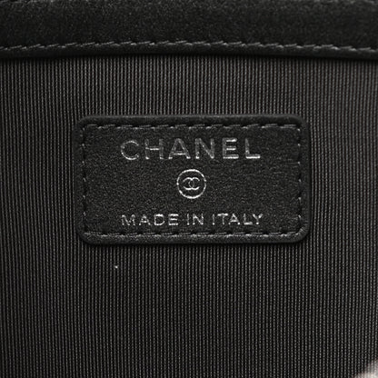 Chanel Goatskin Camellia Embossed Medium Cosmetic Case Dark Grey 6 of 7