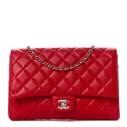 Chanel Caviar Quilted Clutch With Chain Flap Red 1 of 12