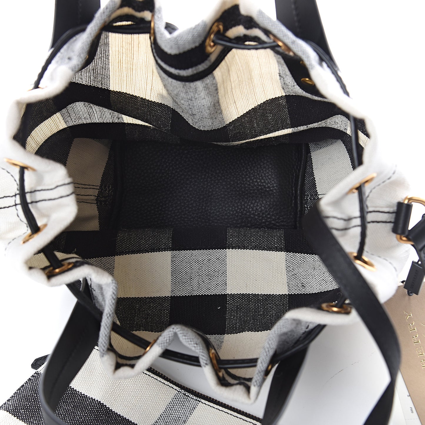Grainy Calfskin House Check Canvas Small Heston Crossbody White Black