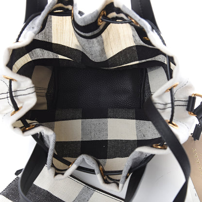 Burberry Grainy Calfskin House Check Canvas Small Heston Crossbody White Black 4 of 8