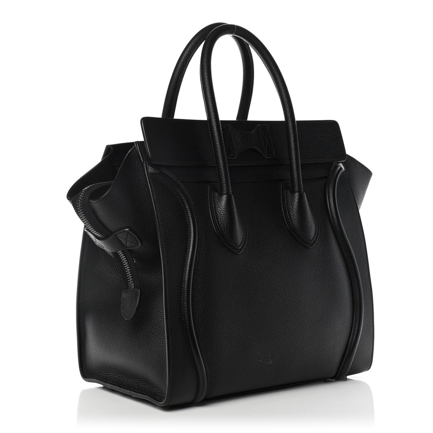 Drummed Calfskin Mini Luggage Black