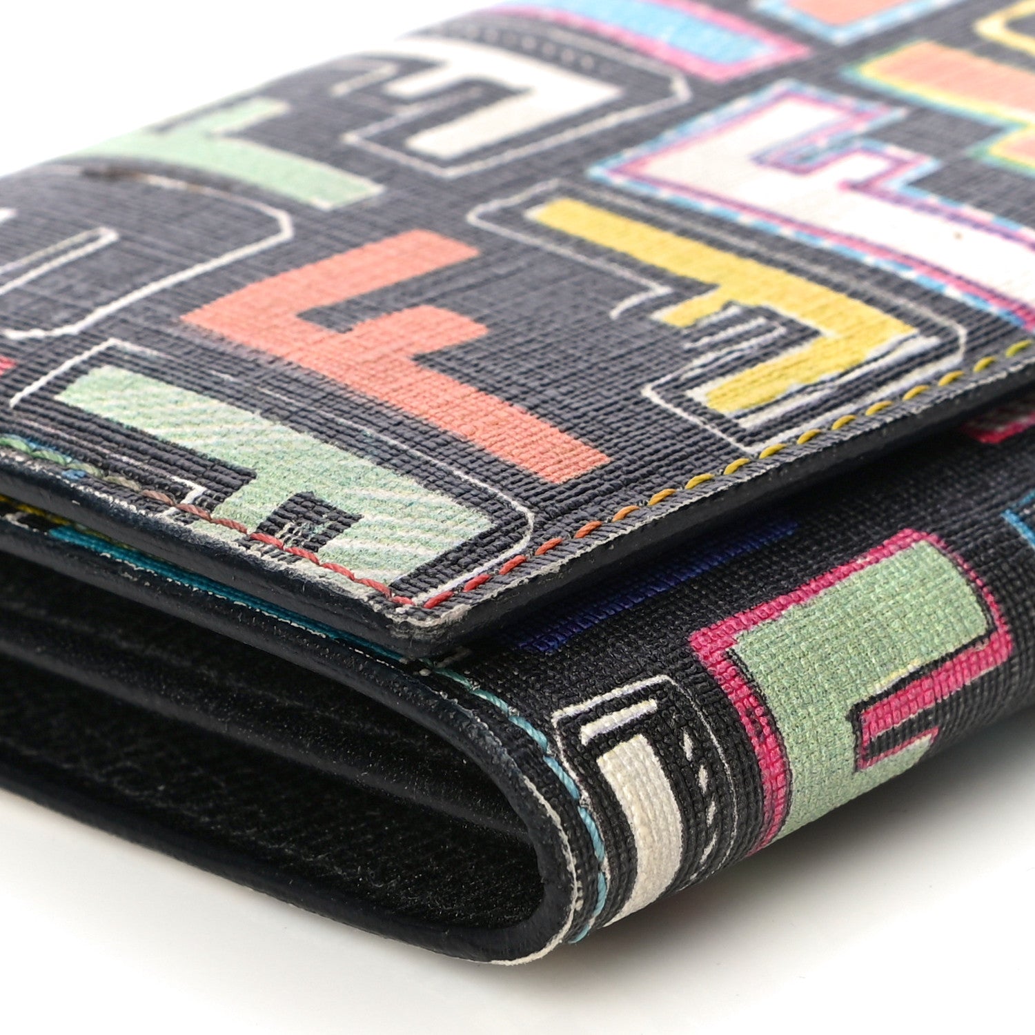Fendi Zucca Spalmati FF Multicolor Continental Wallet Black 9 of 14