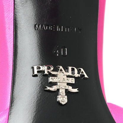 Prada Nappa Soft Padded Metal Triangle Logo 65mm Slide Sandals 40 Begonia Fluo 6 of 8