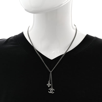 Chanel Ruthenium Crystal Flower CC Lariat Necklace 2 of 6