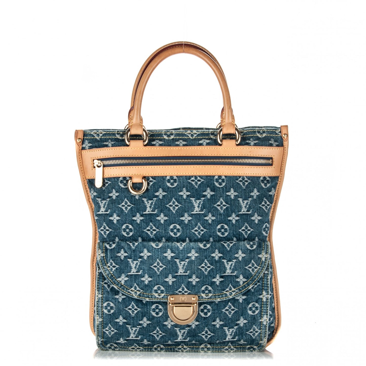 Monogram Denim Sac Plat Blue