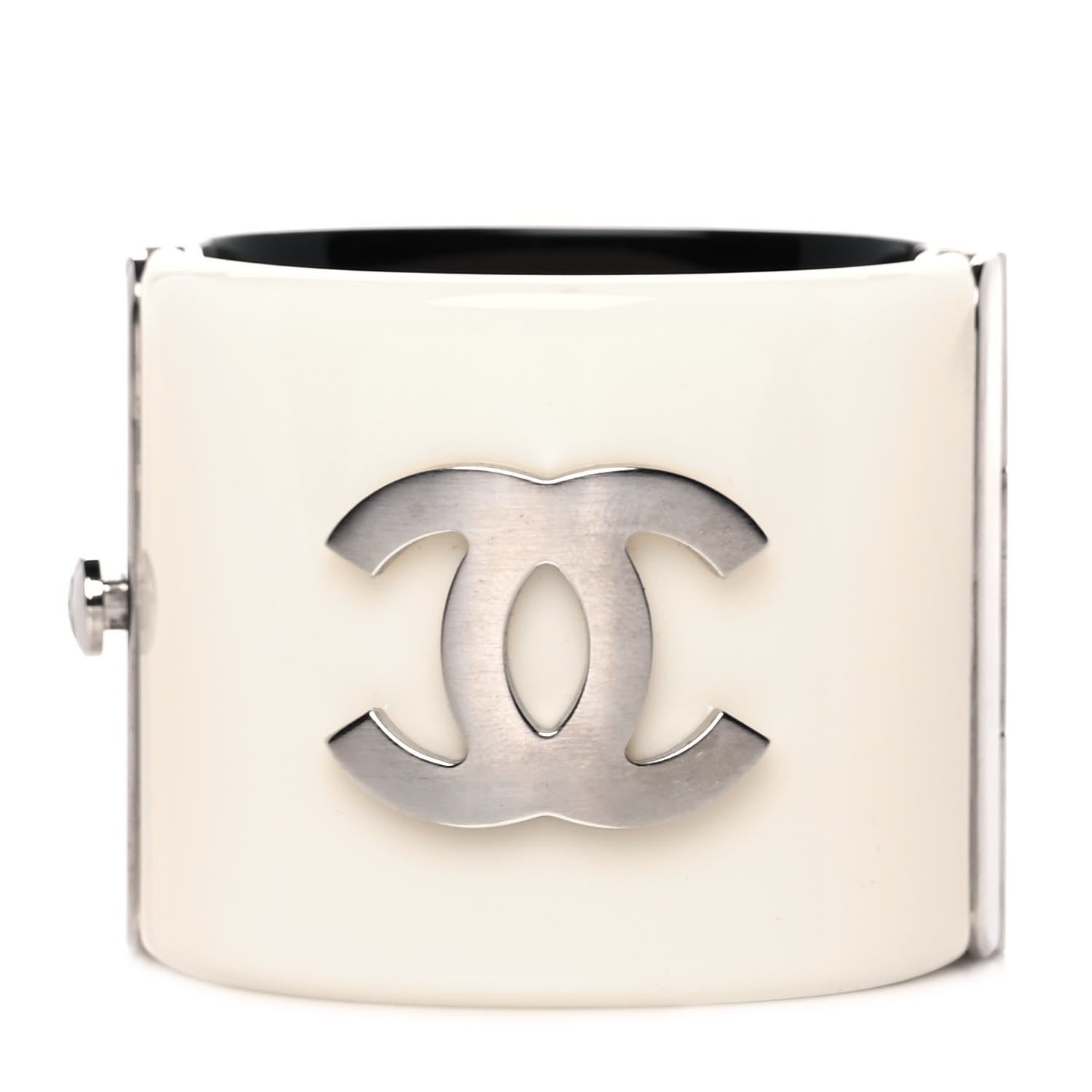 Chanel Resin CC Cuff Black White 1 of 6
