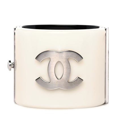 Chanel Resin CC Cuff Black White 1 of 6