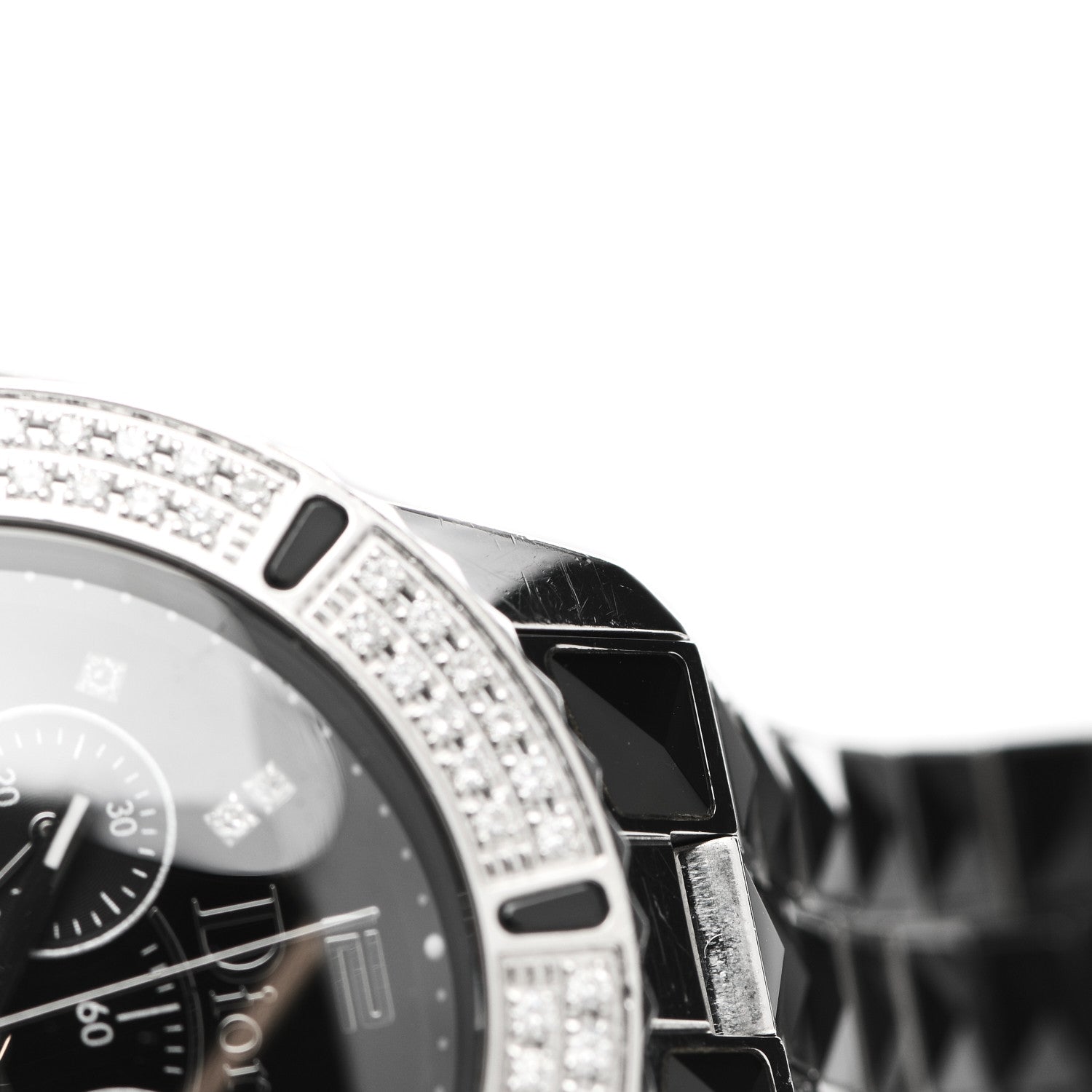 Christian Dior Stainless Steel Diamond Pave Bezel Sapphire 38mm Christal Chronograph Quartz Watch Black 5 of 5