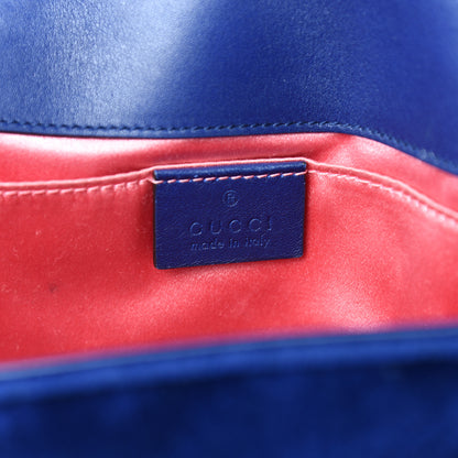 Gucci Velvet Matelasse Mini GG Marmont Shoulder Bag Cobalt Blue 6 of 10
