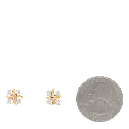 Tiffany Platinum 18K Rose Gold Diamond Schlumberger Lynn Earrings 2 of 4