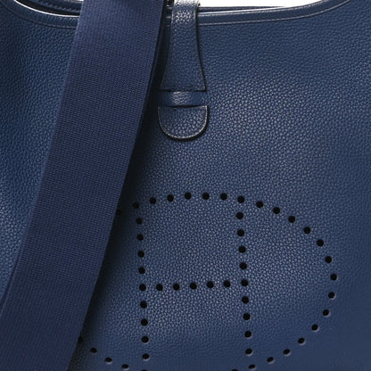 Hermes Taurillon Clemence EVELYNE III PM Deep Blue 8 of 10