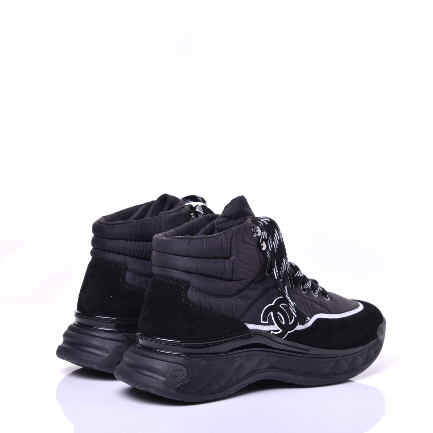 Chanel Fabric Suede Womens CC Sneakers 39 Black 4 of 9