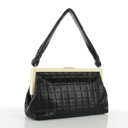 Chanel Lambskin Chocolate Bar Quilted Frame Shoulder Bag Black 3 of 9