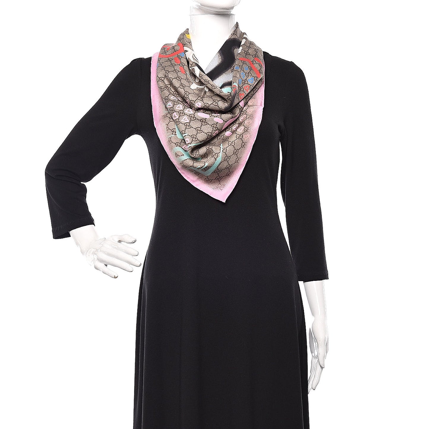 Silk Twill GG Monogram Real GG UFO Square Scarf Multicolor