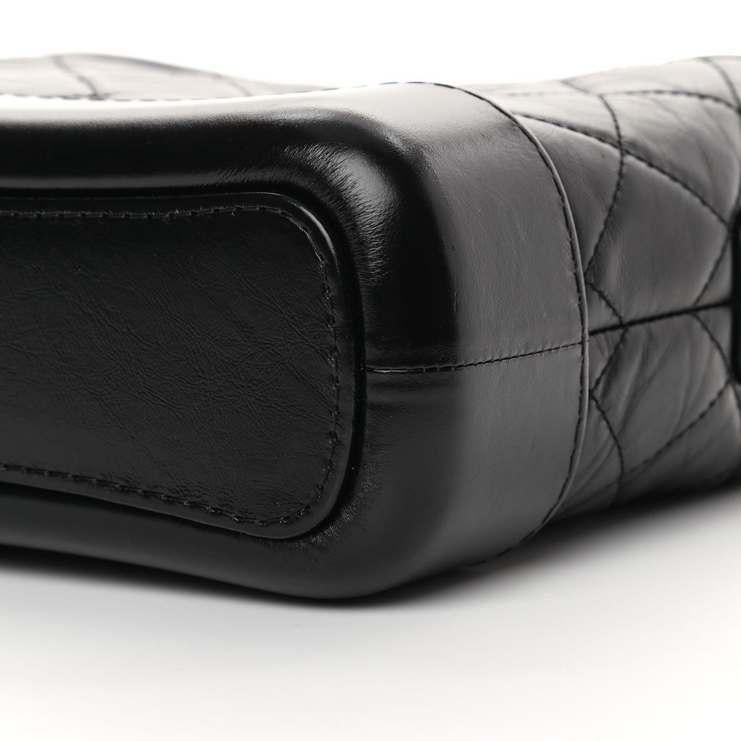 Aged Calfskin Quilted Small Gabrielle Hobo Black
