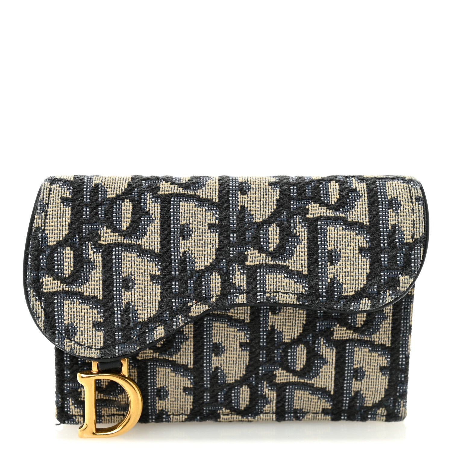 Christian Dior Oblique Saddle Card Holder Blue 1 of 8