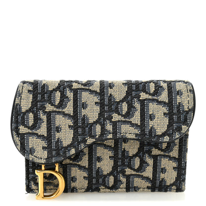 Christian Dior Oblique Saddle Card Holder Blue 1 of 8