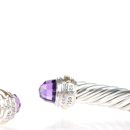 David Yurman Sterling Silver 14K Yellow Gold Amethyst 7mm Cable Classics Bracelet 4 of 5