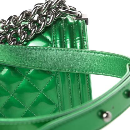 Chanel Metallic Patent Calfskin Quilted Medium Boy Flap Green 16 of 16