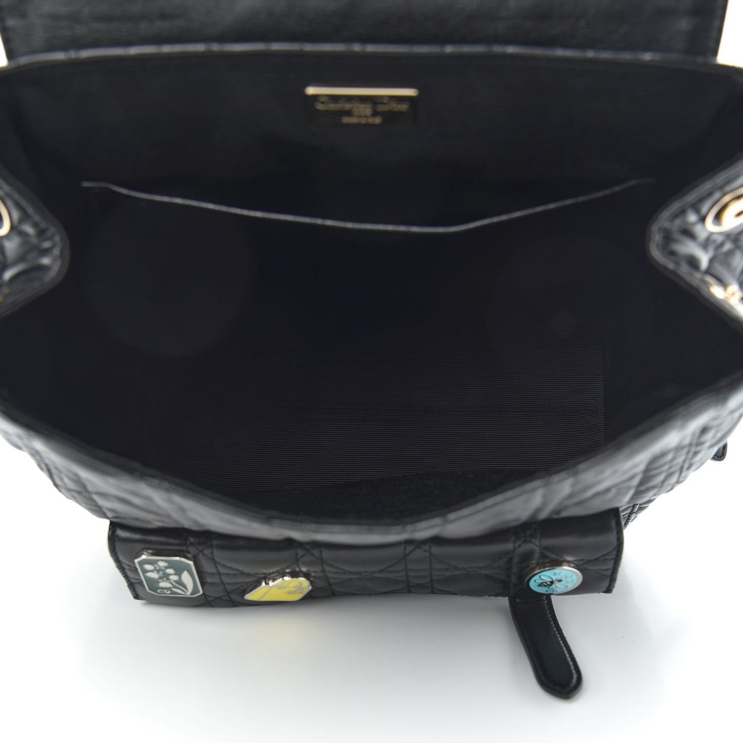 Lambskin Cannage Small Lucky Badge Stardust Backpack Black