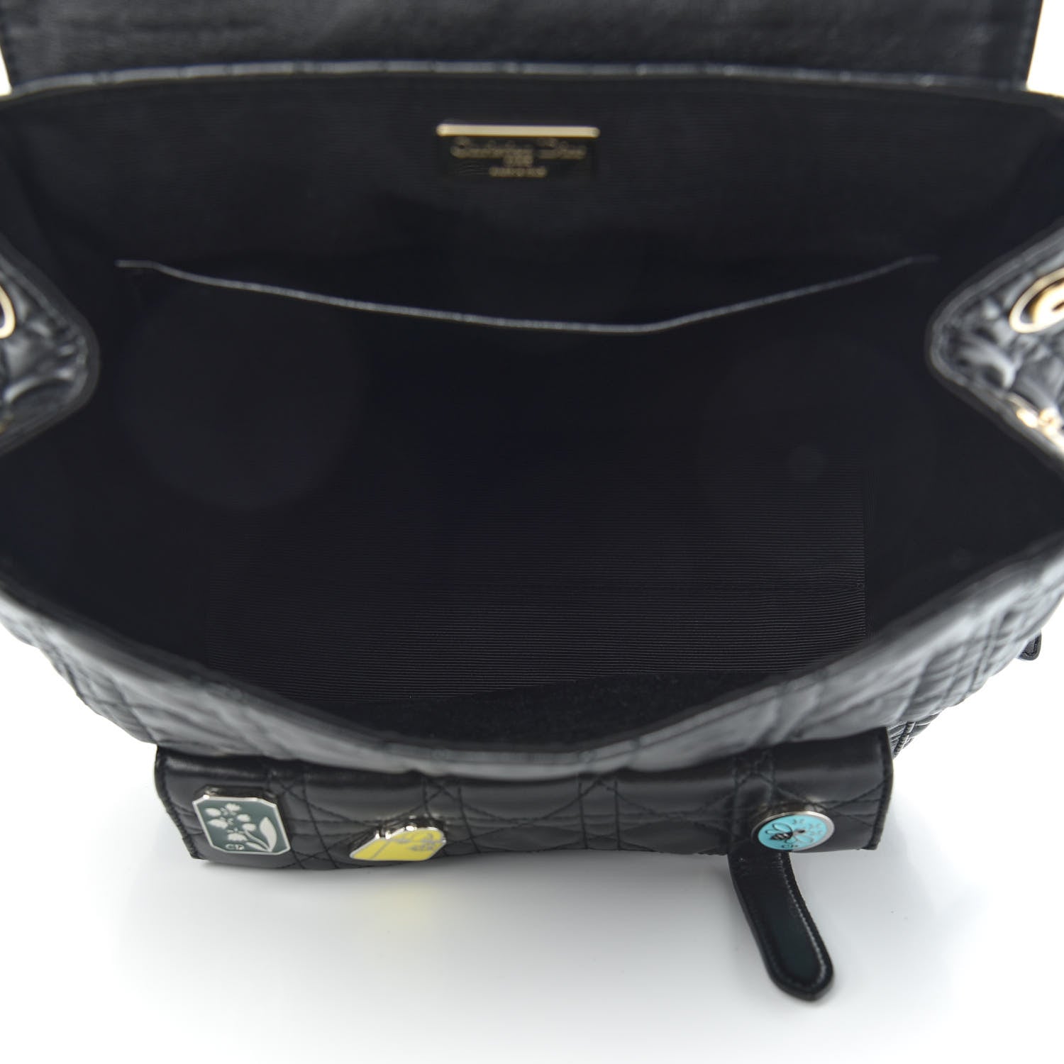 Christian Dior Lambskin Cannage Small Lucky Badge Stardust Backpack Black 4 of 8