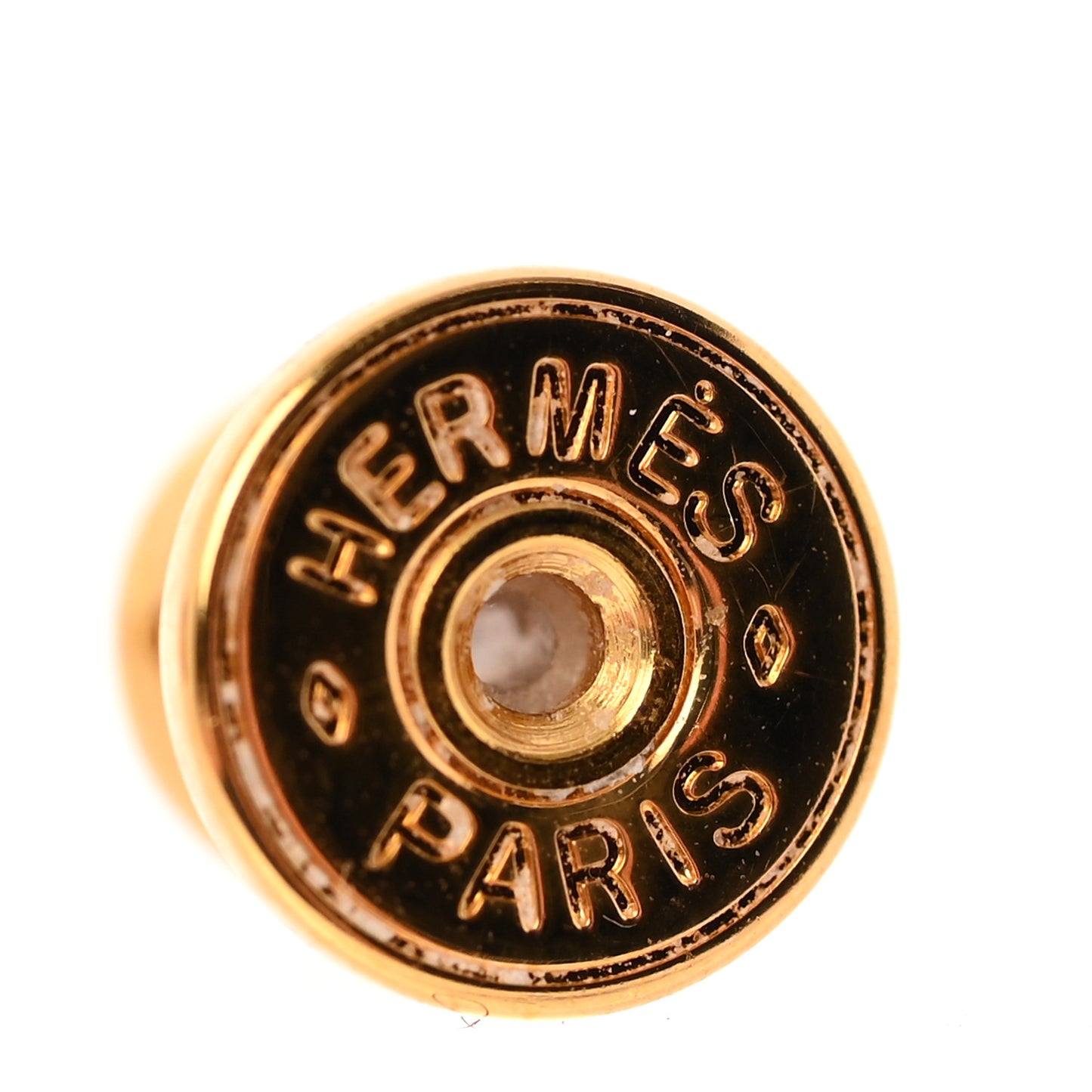 Gold Lacquered Mini Pop H Earrings White