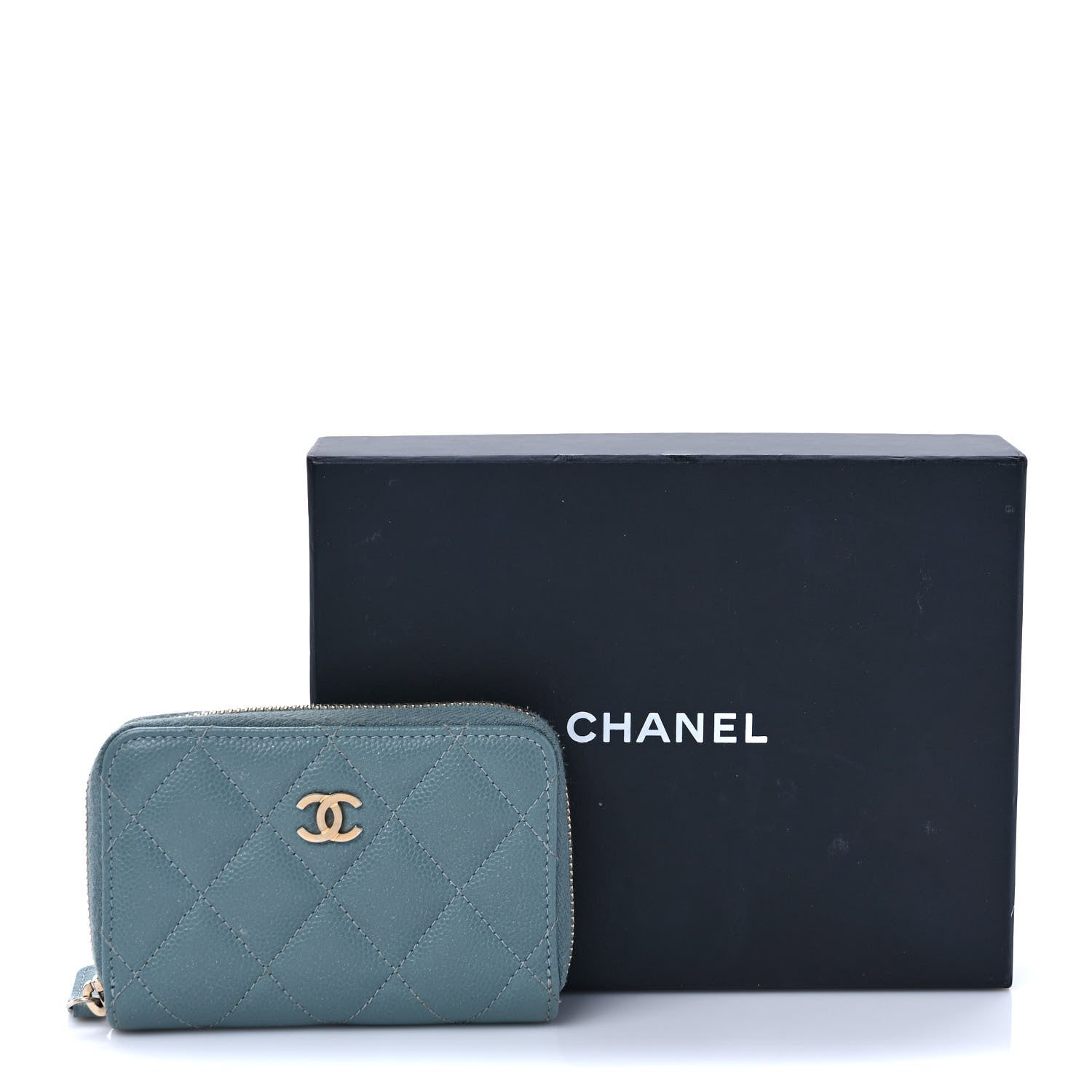 Chanel Iridescent Caviar Quilted Zip Coin Purse Light Blue 8 of 8