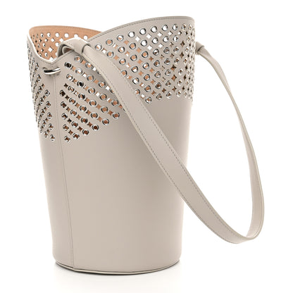 Alaia Calfskin Grommet Bucket Bag Taupe 3 of 9