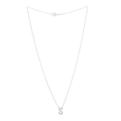 Tiffany Platinum Diamond Letter S Pendant Necklace 3 of 6