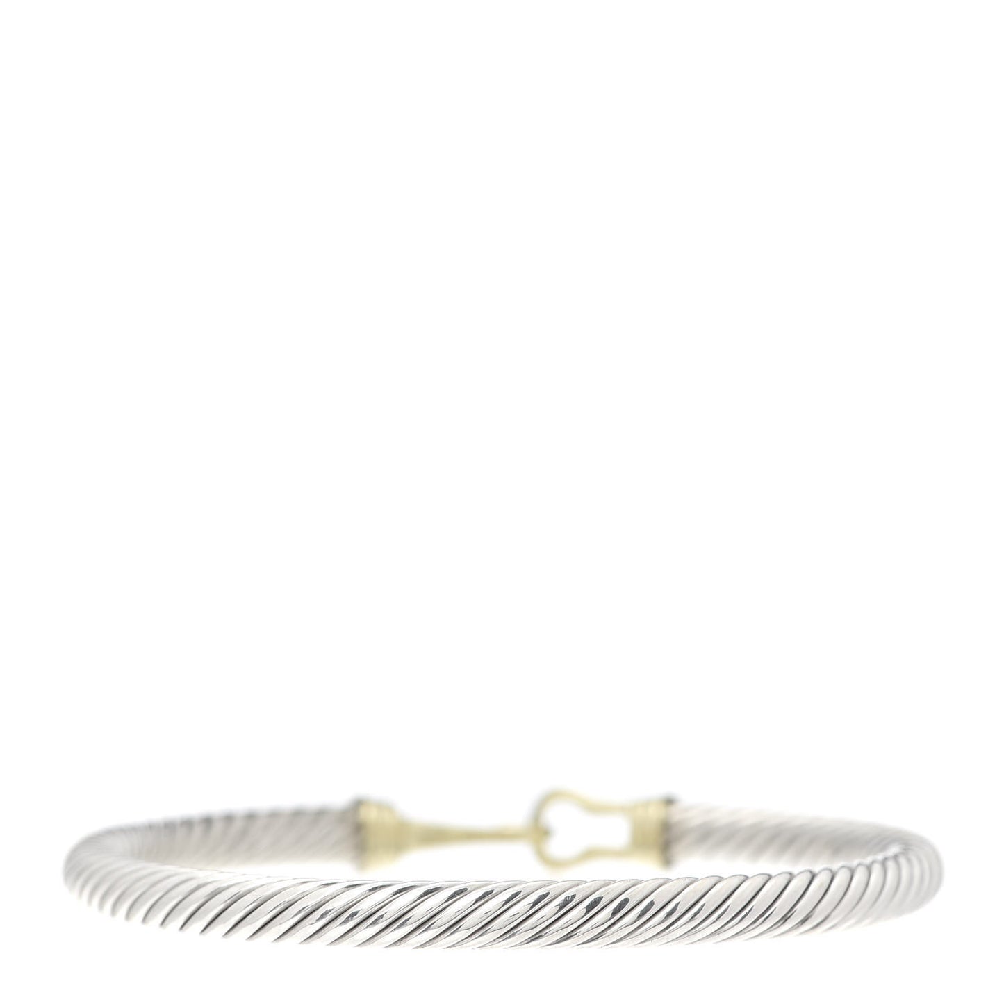 Sterling Silver 14K Yellow Gold 5mm Cable Classic Buckle Bracelet