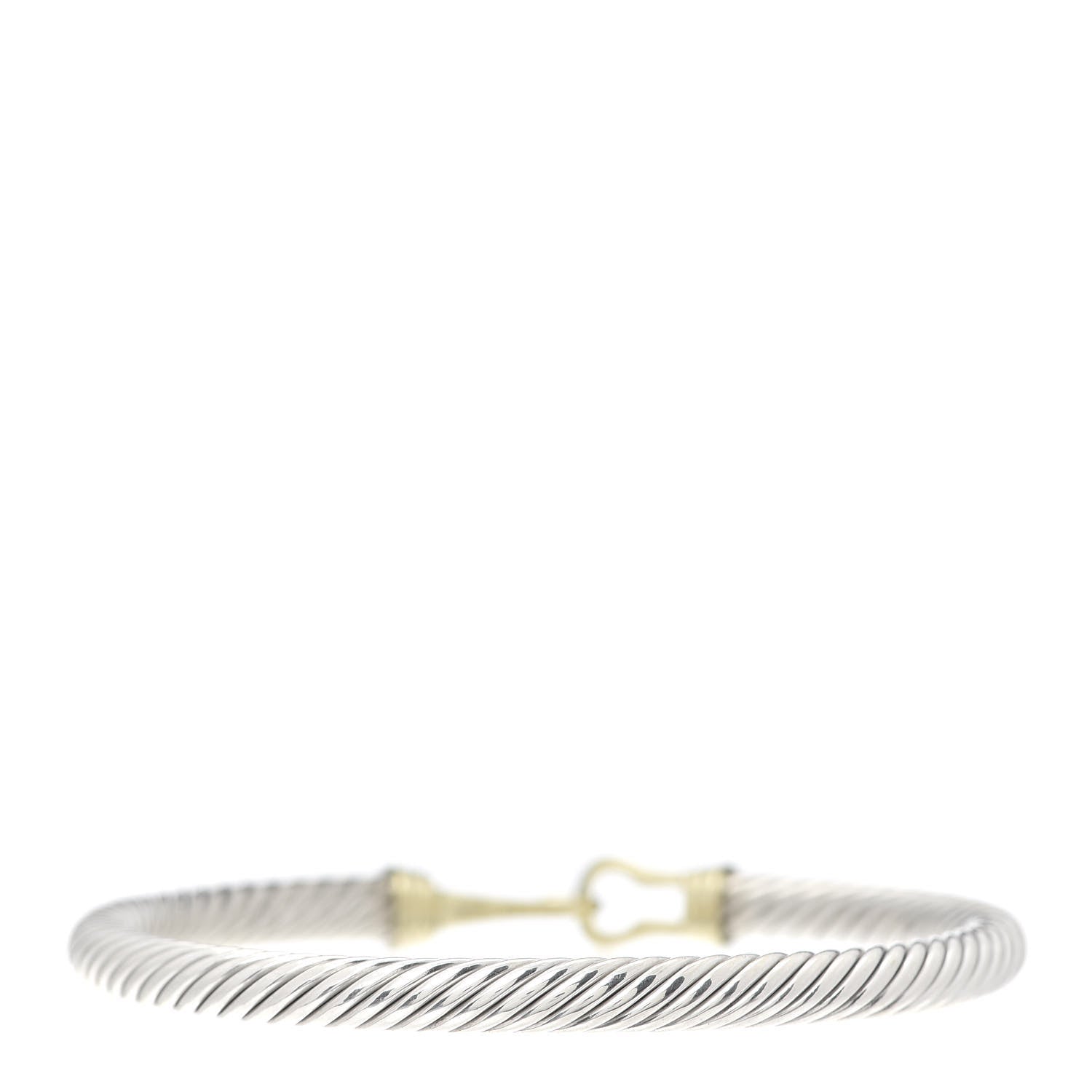 David Yurman Sterling Silver 14K Yellow Gold 5mm Cable Classic Buckle Bracelet 3 of 4