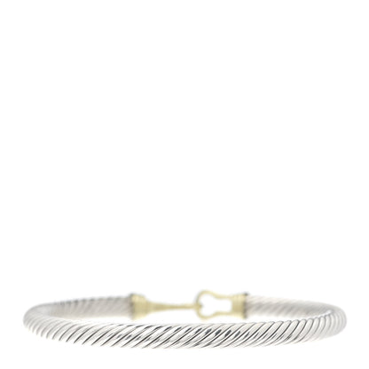 David Yurman Sterling Silver 14K Yellow Gold 5mm Cable Classic Buckle Bracelet 3 of 4