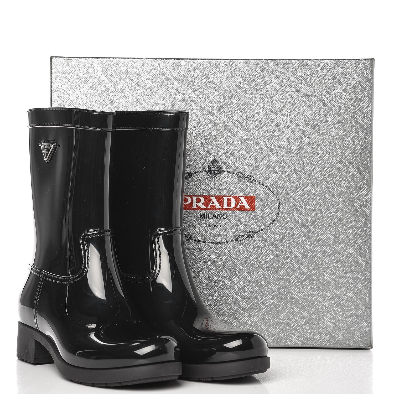 Prada Sport Rubber Mid Calf Rain Boots 40 Black 11 of 11
