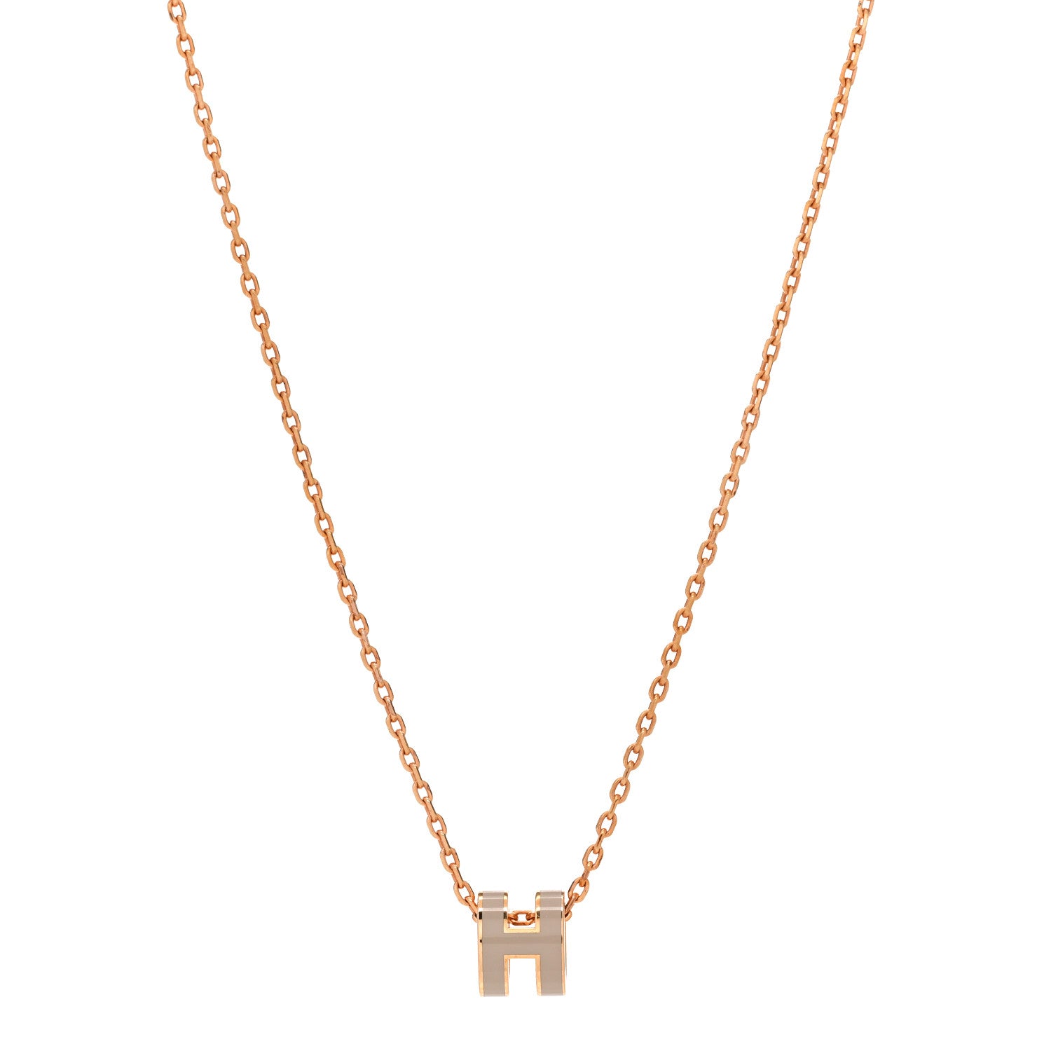 Hermes Lacquered Gold Mini Pop H Pendant Necklace Marron Glace 1 of 7