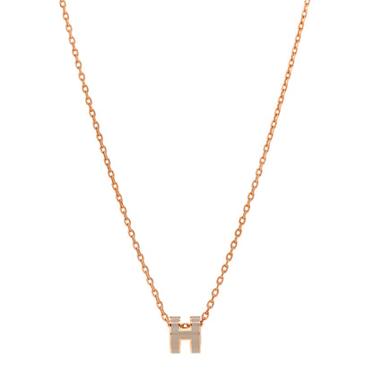 Hermes Lacquered Gold Mini Pop H Pendant Necklace Marron Glace 1 of 7