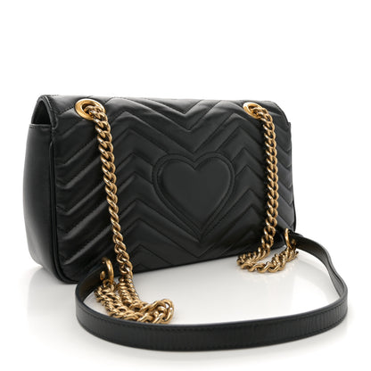 Gucci Calfskin Matelasse Small GG Marmont Shoulder Bag Black 3 of 11