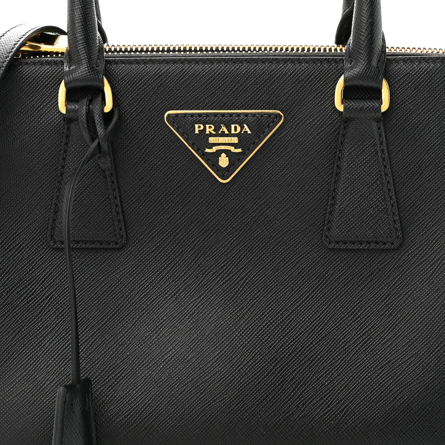 Saffiano Lux Mini Galleria Double Zip Tote Black