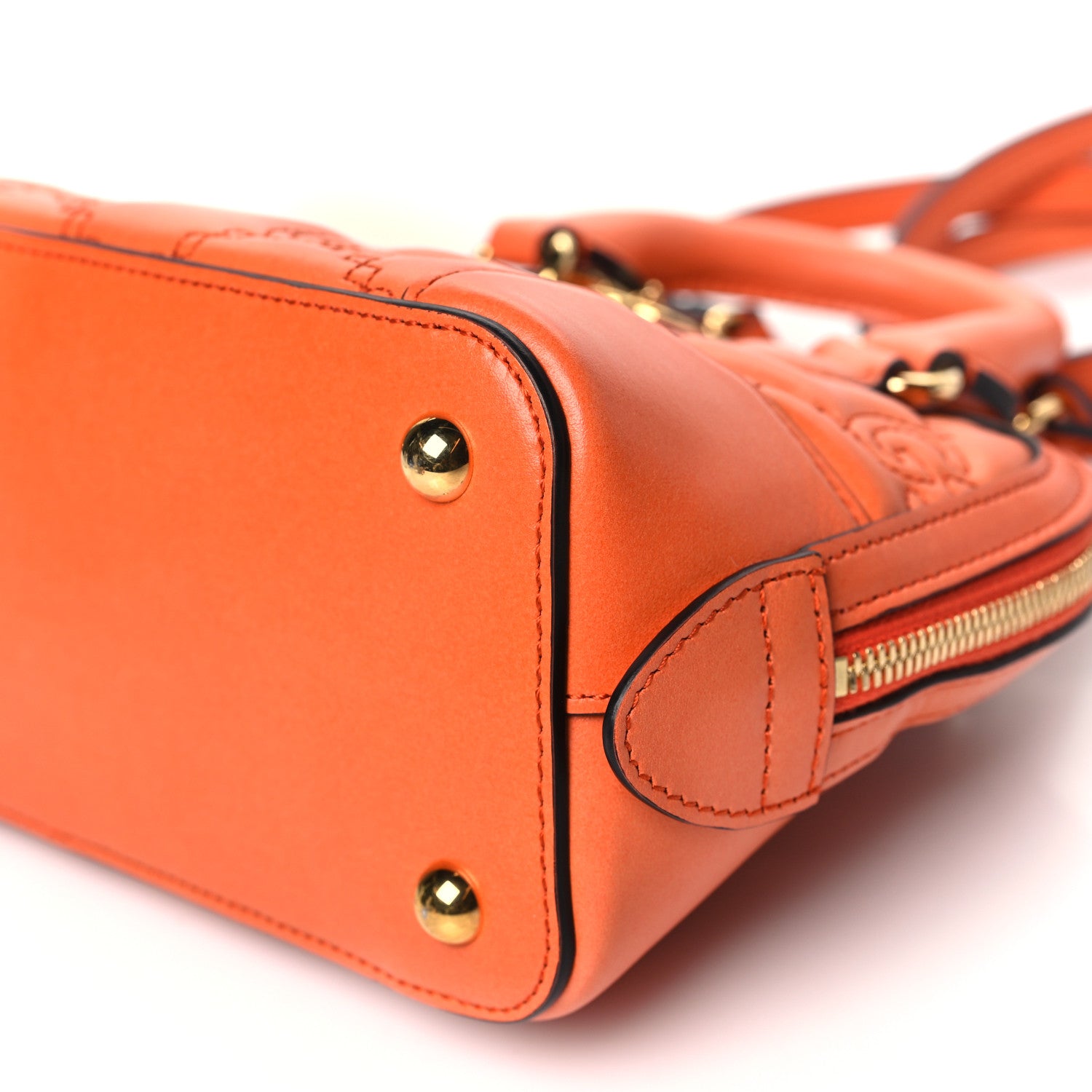 Gucci Calfskin GG Matelasse Mini Top Handle Bag Spring Orange Natural 10 of 10