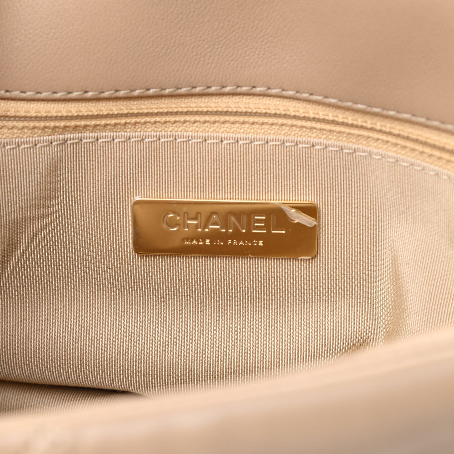 Lambskin Quilted Large Chanel 19 Flap Dark Beige