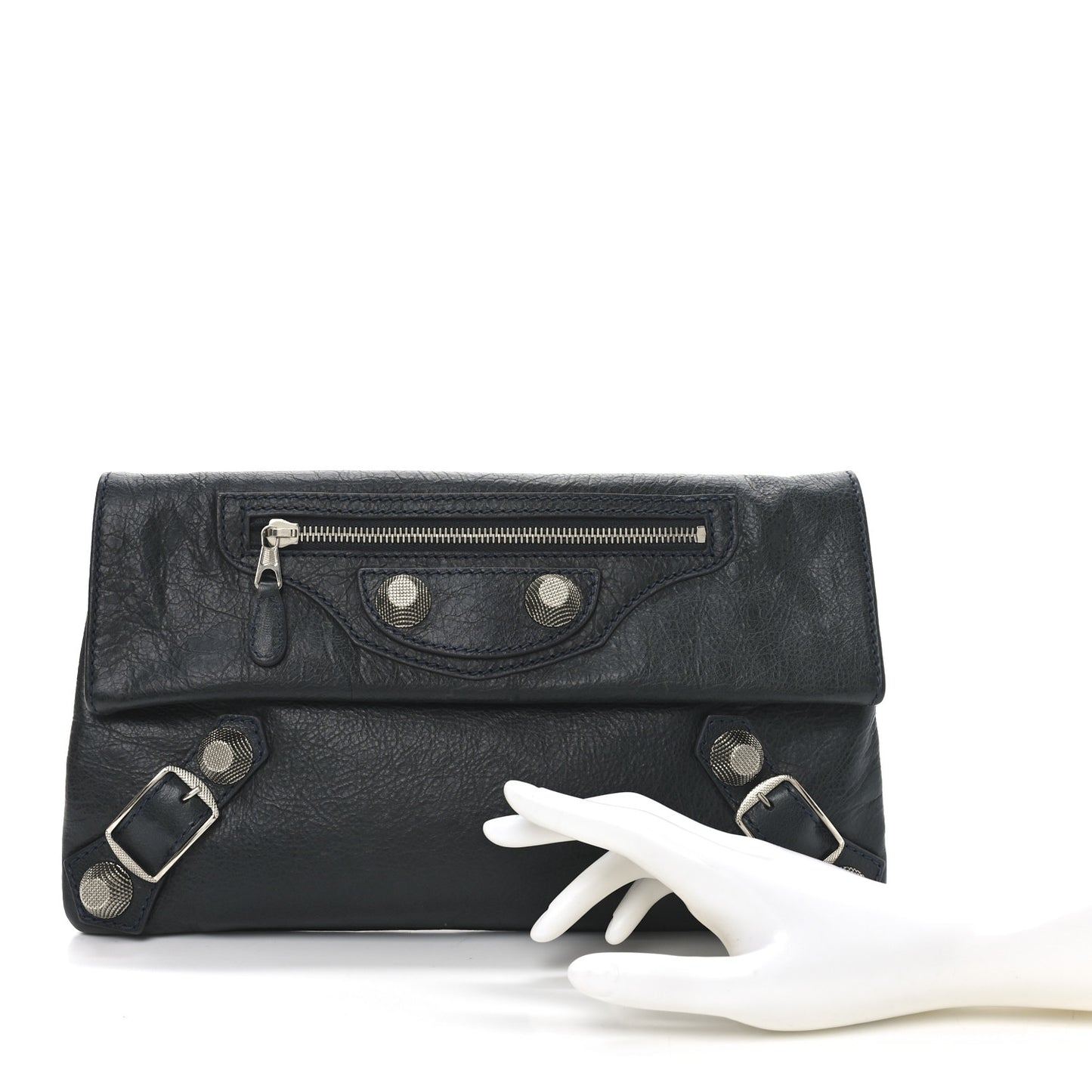 Agneau Giant 21 Silver Hardware Envelope Clutch Anthracite
