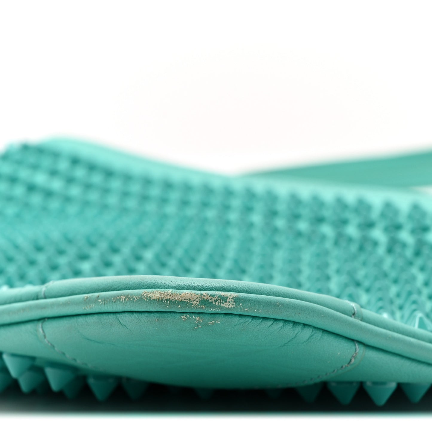 Calfskin Spikes Loubiposh Chain Clutch Turquoise