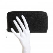 Caviar Large Timeless CC Zip Around Wallet Black