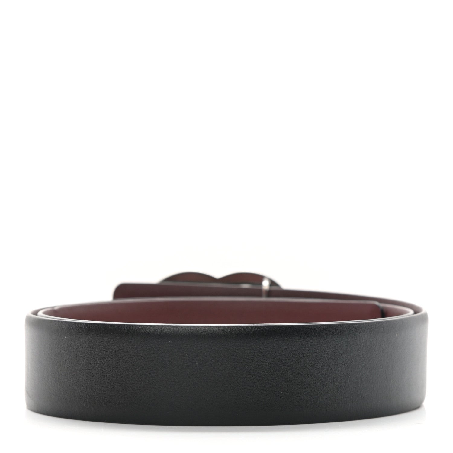 Chanel Calfskin CC Reversible Belt 75 Black Burgundy 2 of 6