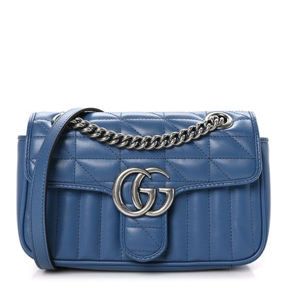 Gucci Calfskin Matelasse Aria Mini GG Marmont Shoulder Bag Clear Blue 1 of 11