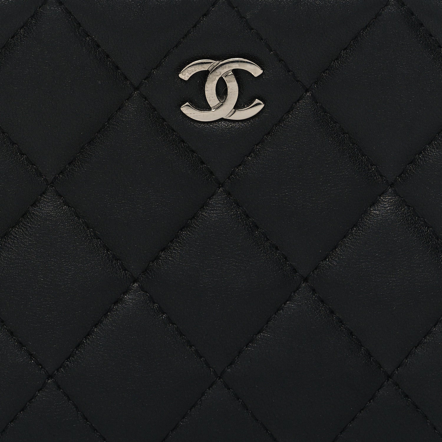 Chanel Lambskin Quilted Zip Pouch Black 9 of 12