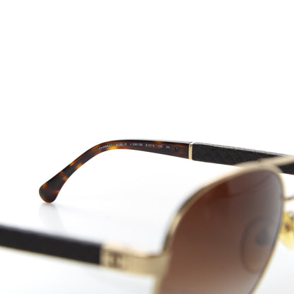 Chanel Lambskin Quilted CC Aviator Sunglasses 4195-Q Brown Gold 6 of 8