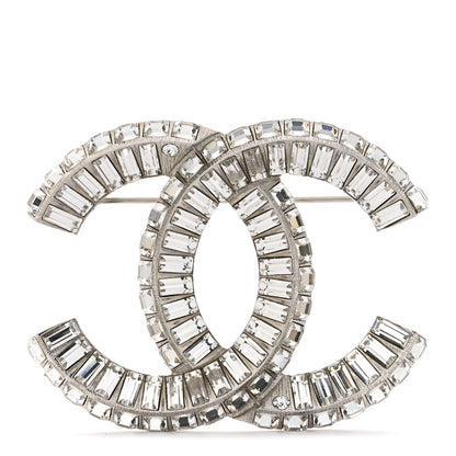 Chanel Baguette Crystal CC Brooch Silver 1 of 5
